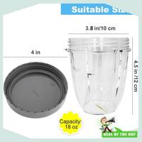 24-Hour Delivery For Nutribullet Replacement 18Oz Cup With Flat Lid 2 Pack For Nutri Bullet 600W 900W Blender Juicer