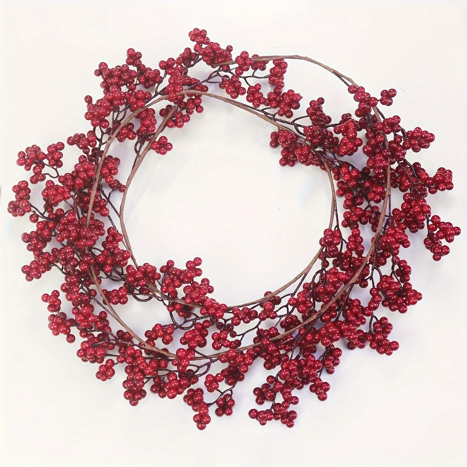 1pc 190cm Artificial Cranberry Vine, Christmas - Suitable for Dining Table, New Year Celebration, Engagement Party Decor, image 5