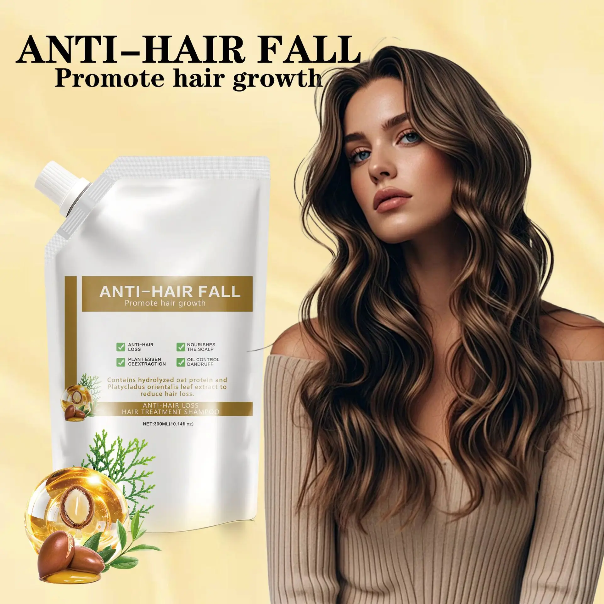300ml Herbal Ginger Hair Shampoo Hair Growth No Silicone Oil Control Anti Dandruff Itching Cleansing Professional Hair Shampoo