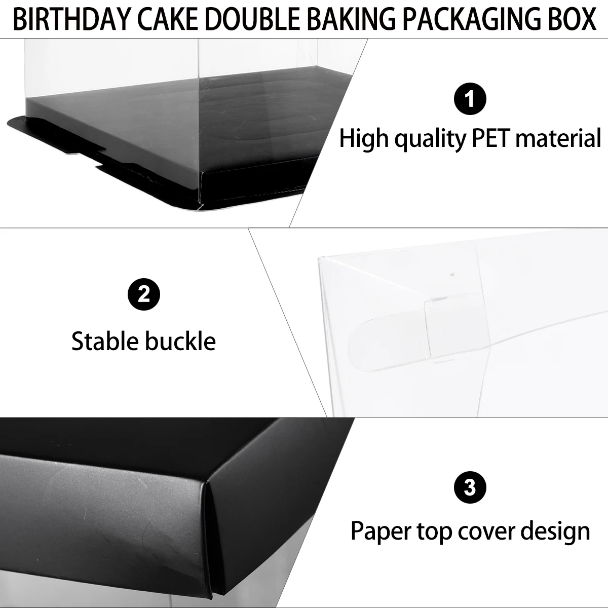 

5pcs Double Layer Cake Box Birthday Transparent Gift Packaging Case Party Decorations Compact Lightweight Pet Material Food Safe