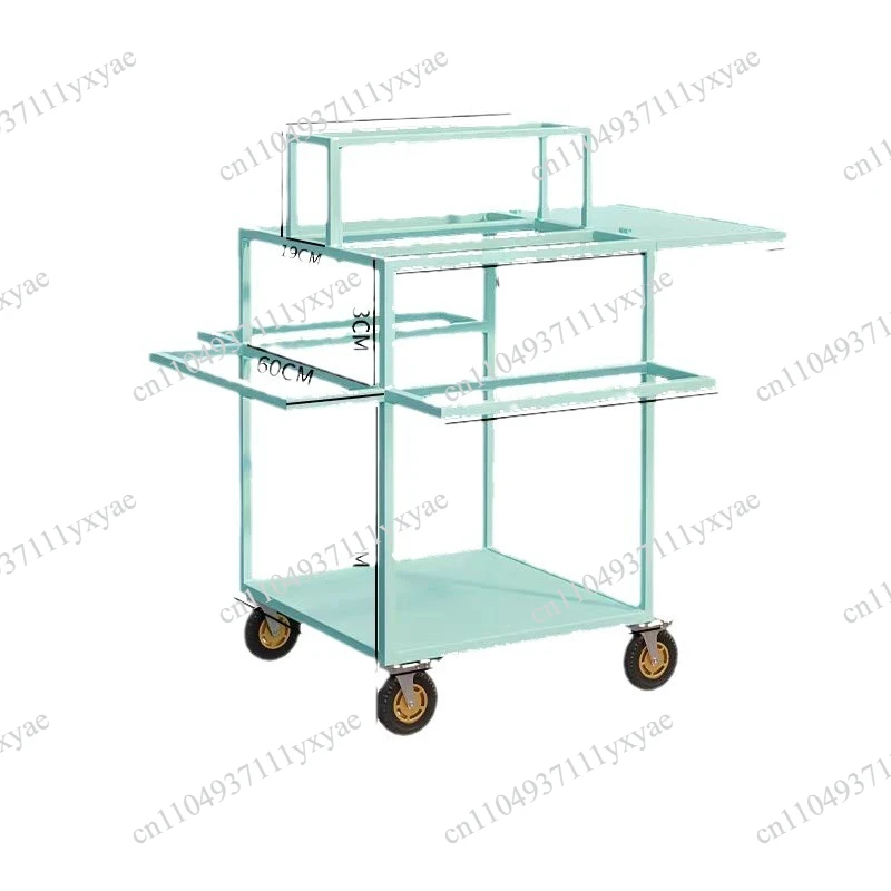 Night market stall selling flowers trolley multi-layer stairs movable flowers flower shop display stand float with 18 buckets