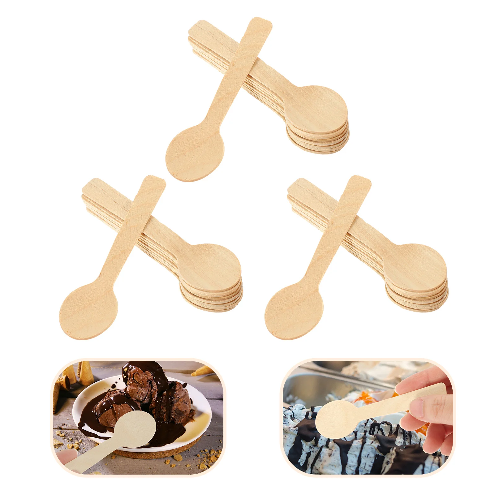 100Pcs Bamboo Mini Spoons Small Disposable Dessert Cake Ice Cream Yogurt Serving Kitchen Disposable Bamboo Spoons - Image 5
