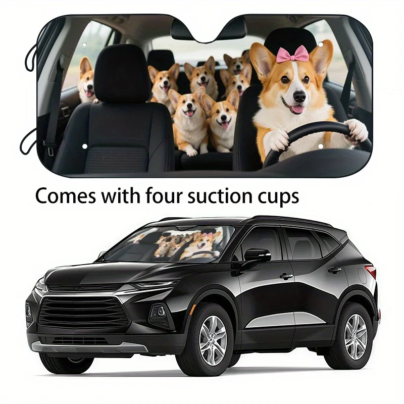 

1pc Fun Car Sunshade With 2 Sizes To Choose, Ideal Holiday Gift For Your Vehicle – Keeps Your Car Cool And Prevents Interior Agi