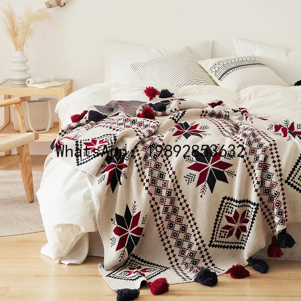 i5.15 Bohemian cotton fringed blanket, bedroom sofa blanket towel, air conditioner blanket