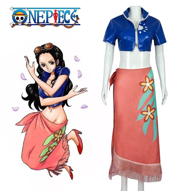 ONE PIECE Nico Robin Anime Cosplay Costume Top Skirt Belt Uniform Full Set Dress Suit Halloween Carnival Party