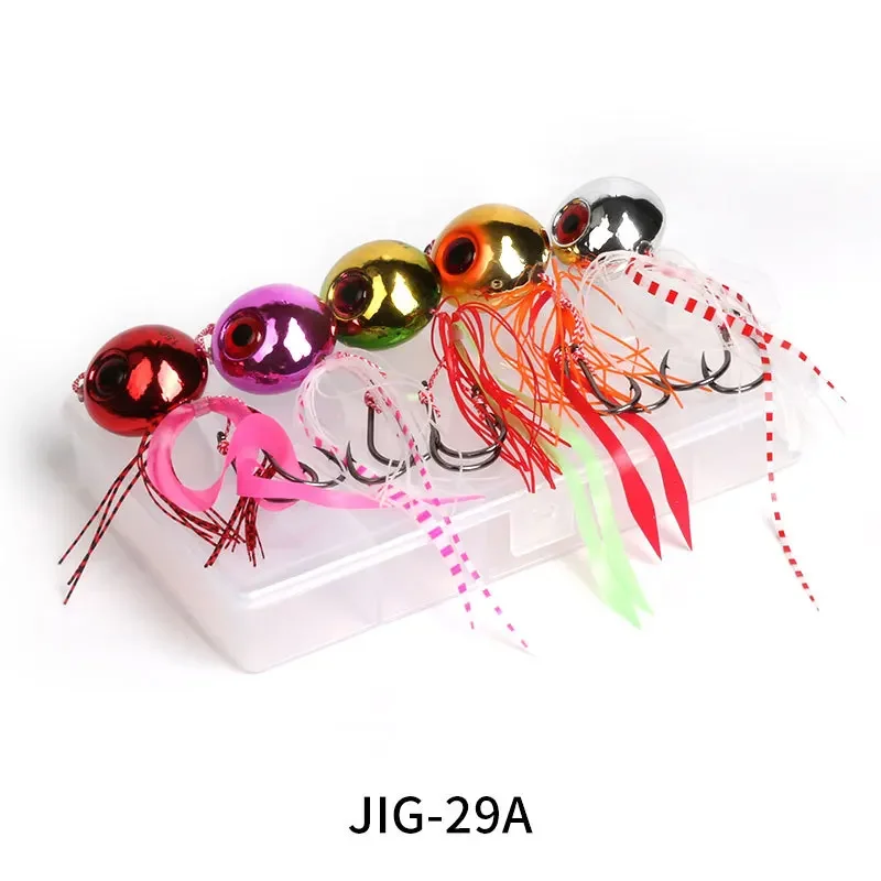 5pcs Inchiku Jigging Lures 40g Slider Snapper Sea Bream Metal Jig Head With Assist Hook Saltwater Bait Fishing Lure Grouper