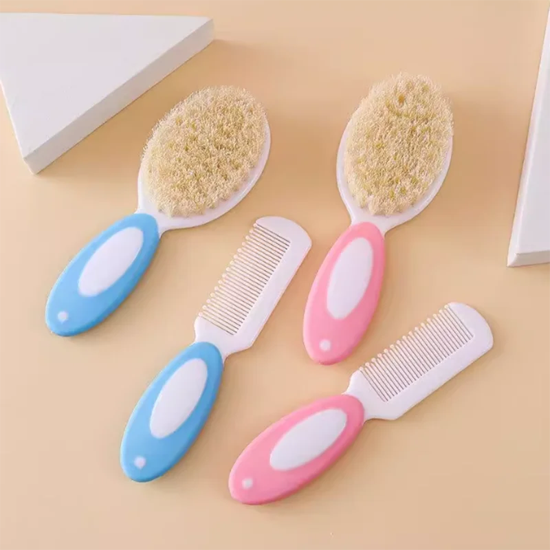 مجموعة مشط الطفل والعناية بالفرشاة، مشط شعر ناعم من البولي بروبيلين للرضع، فرشاة تنظيف القصدير الجنينية، أداة غسيل الطفل