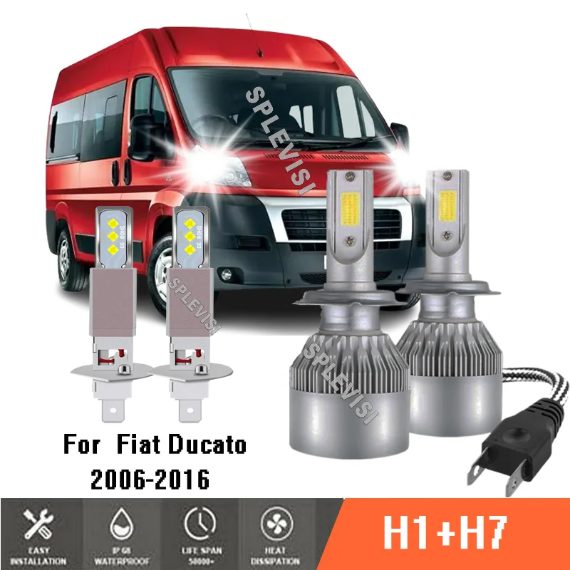 

4x White High Low Beam Headlight Bulbs Car Auto Lights 448 499 Kit For Fiat Ducato 2006-2016 2007 2008 2009 2010 2011 2012