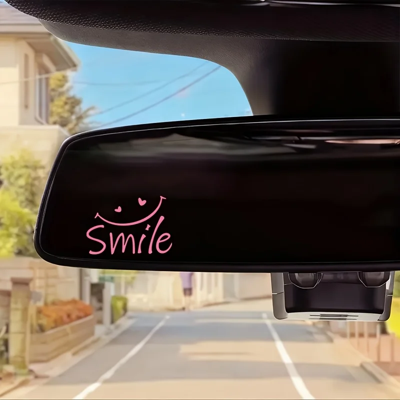 6pcs 2D Flat Smile Smiley Face Vinyl Sticker, Decal for Car Rearview Mirror Laptop Motorcycle Decor, Holiday Gift