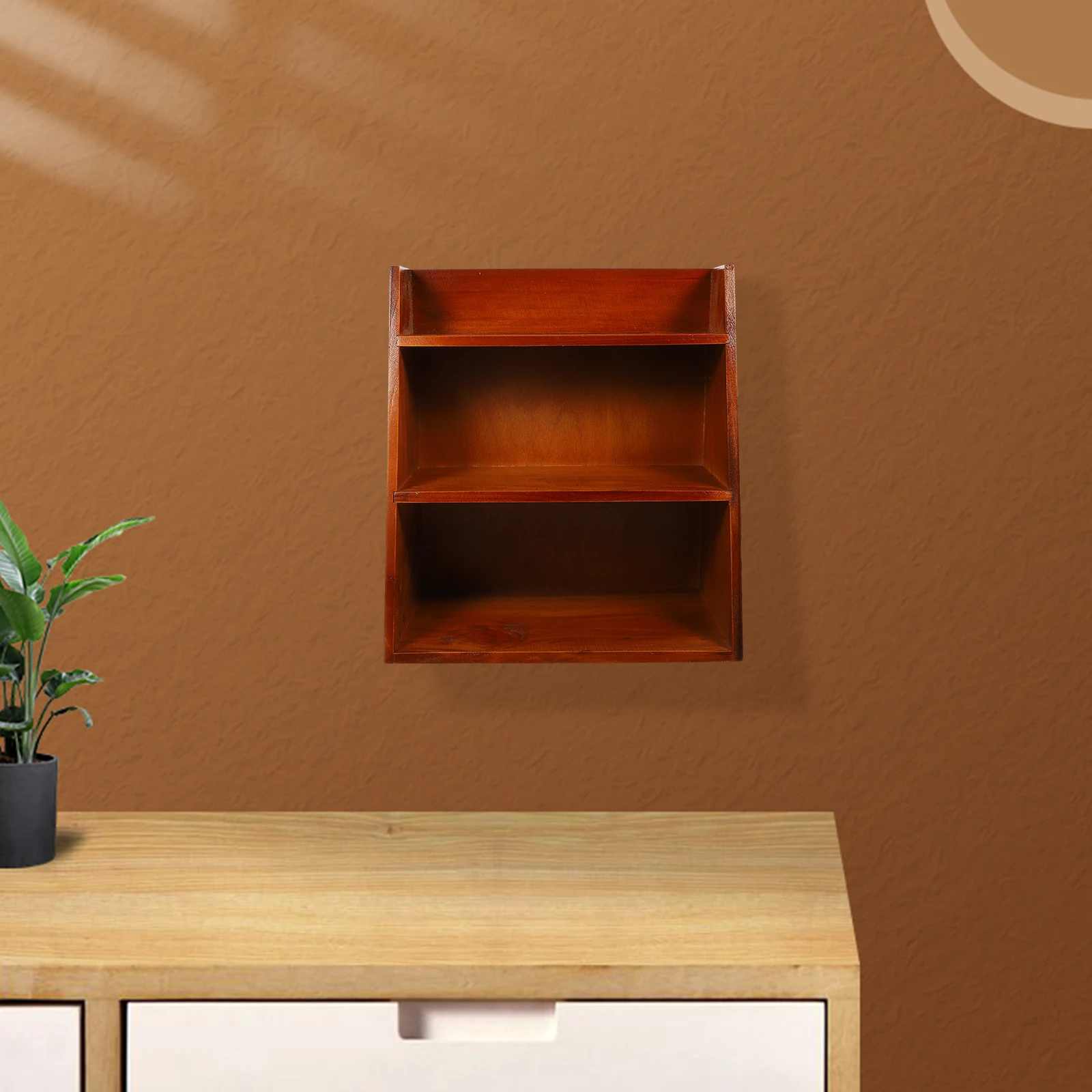 

Sturdy Wooden Multi layer Storage Rack Brown Desktop ganizer for Home Office Dorm Corrosion resistant Farmhouse Decor