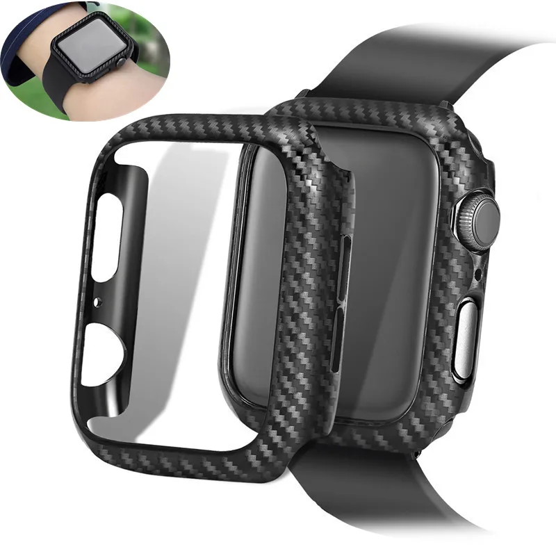 Abdeckung für Apple Uhrengehäuse 44mm 40mm 45mm 41mm 42mm 38mm Kohle faser Stoßstangen schutz iwatch Serie 3 5 6 se 7 8 9 Zubehör
