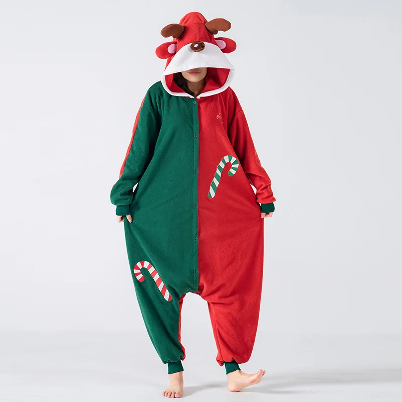 

YESKIGU Christmas 2 colors Kigurumis Elk Adult Onesie Pajamas Women Men Jumpsuits Funny Pajama Unisex Sleepwear Homewear Pajama