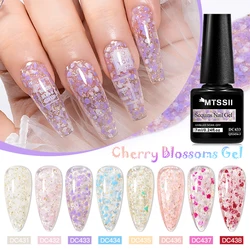 MTSSII 7ml Glitter Cherry Blossoms Gel Nail Polish Shiny Sparkling Color Semi Permanant Soak Off UV Manicure Nail Art Varnish