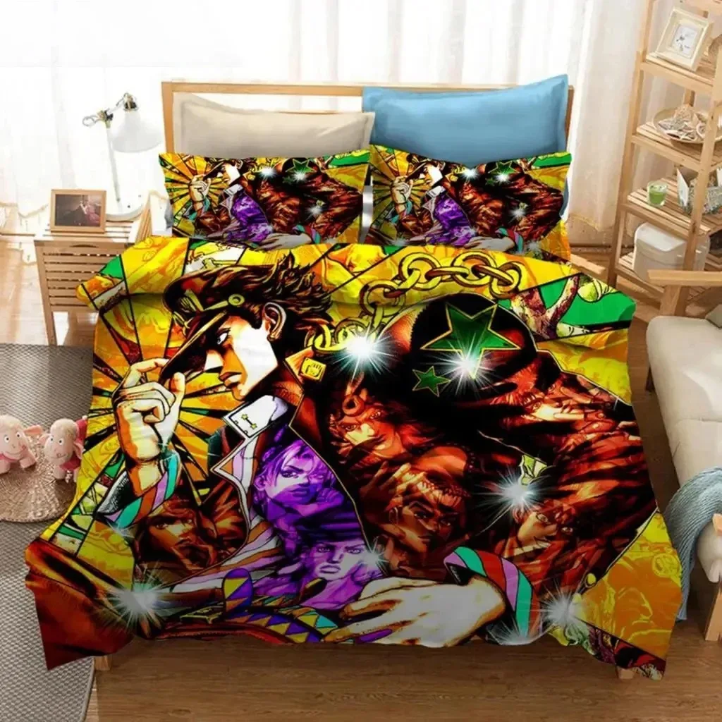 

Anime JoJo Bizarre Adventure Jotaro Kujo Bedding Set Boys Girls Twin Queen Size Duvet Cover Pillowcase Bed Boys Adult