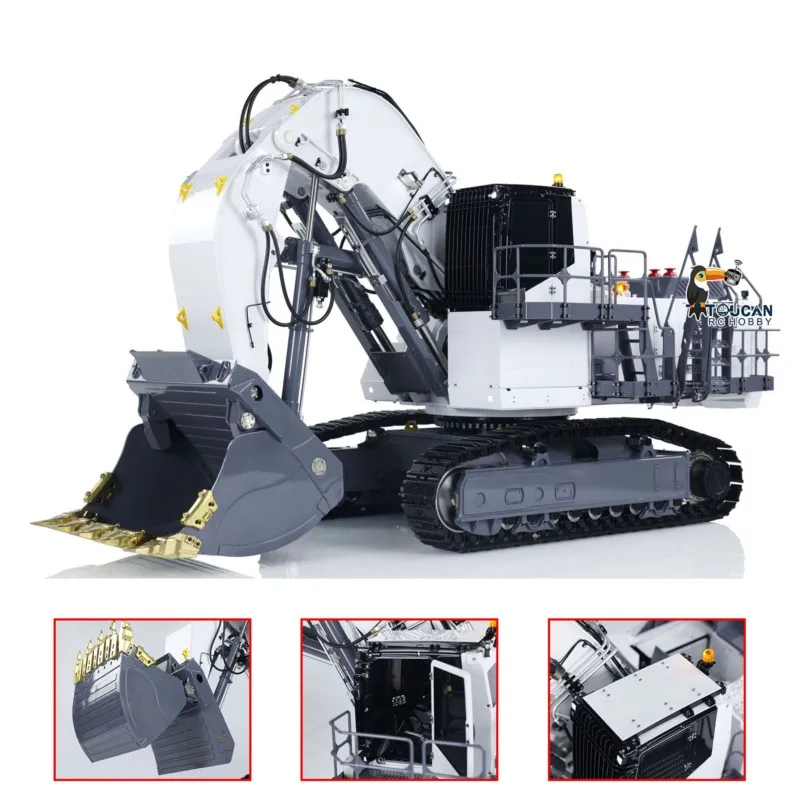 1:14 LESU RC Hydraulic Metal Excavator Double Pump 9150 Forward Shovel Heavy Truck Digger Machine Construction Model