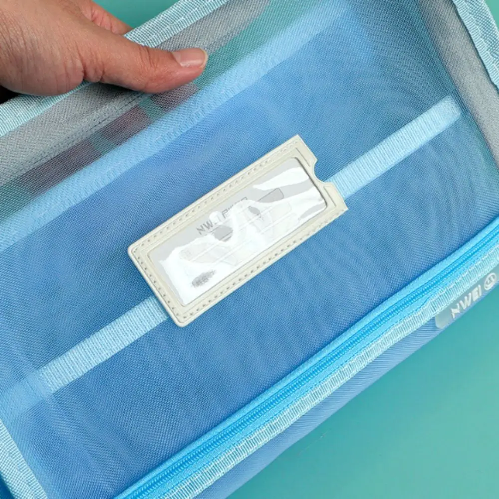 L Shaped Test Paper Storage Bag Wide Opening Thickened Mesh File Folder Bag Three-layer Partition Large Capacity