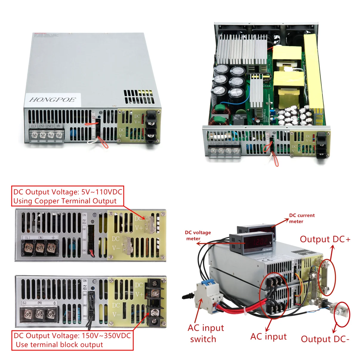 NEW Adjustable Power Supply DC 12V 15V 24V 36V 48V 60V 85V 110V 350V 400V AC110V/220V 0-5V Analog Signal PLC Control Output