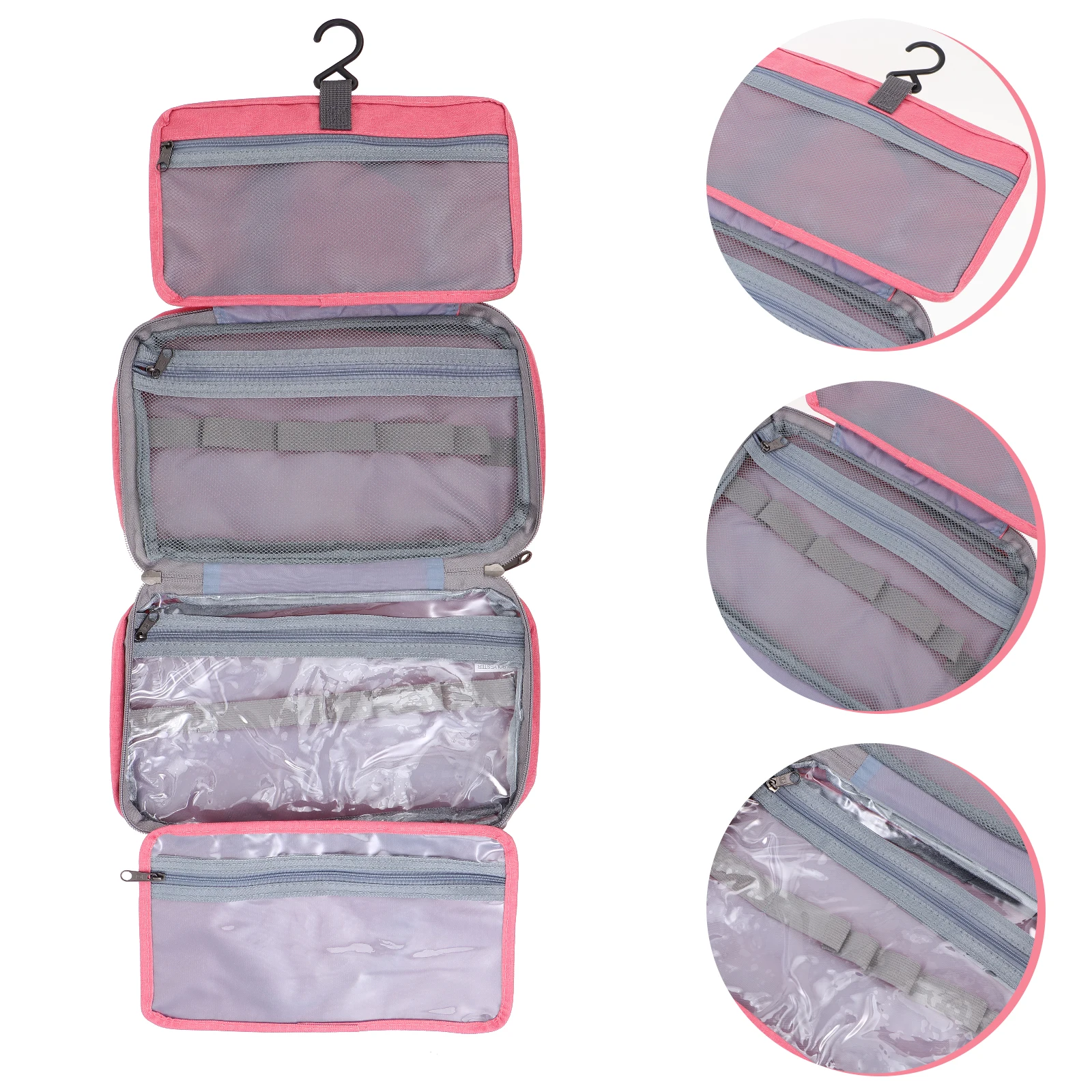 

Waterproof Travel Makeup Bag Portable Toiletry Pouch Pink Women Beauty Bags Removable Dry Wet Storage Pouch Fashionable