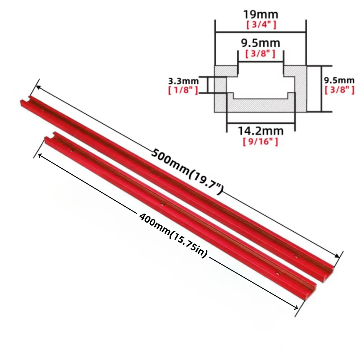 400 / 500mm الخشب شلال المسار تي نوع الأخدود مائل المسار المشبك تي نوع المسمار المشبك الأخدود 19x9.5mm رأى مكتب التوجيه أداة ديي #2