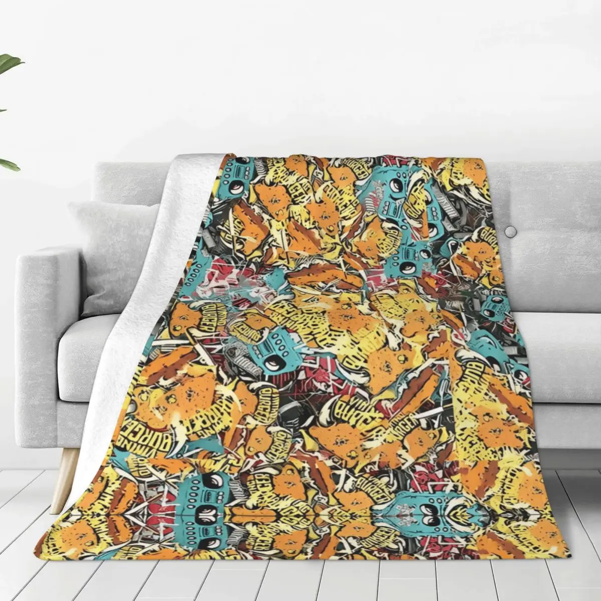 Comic Book Explosion Vintage Graffiti Art Pattern Blanket Plush Throw Blanket For Outdoor Travel Flannel Bedspread Bed Cover