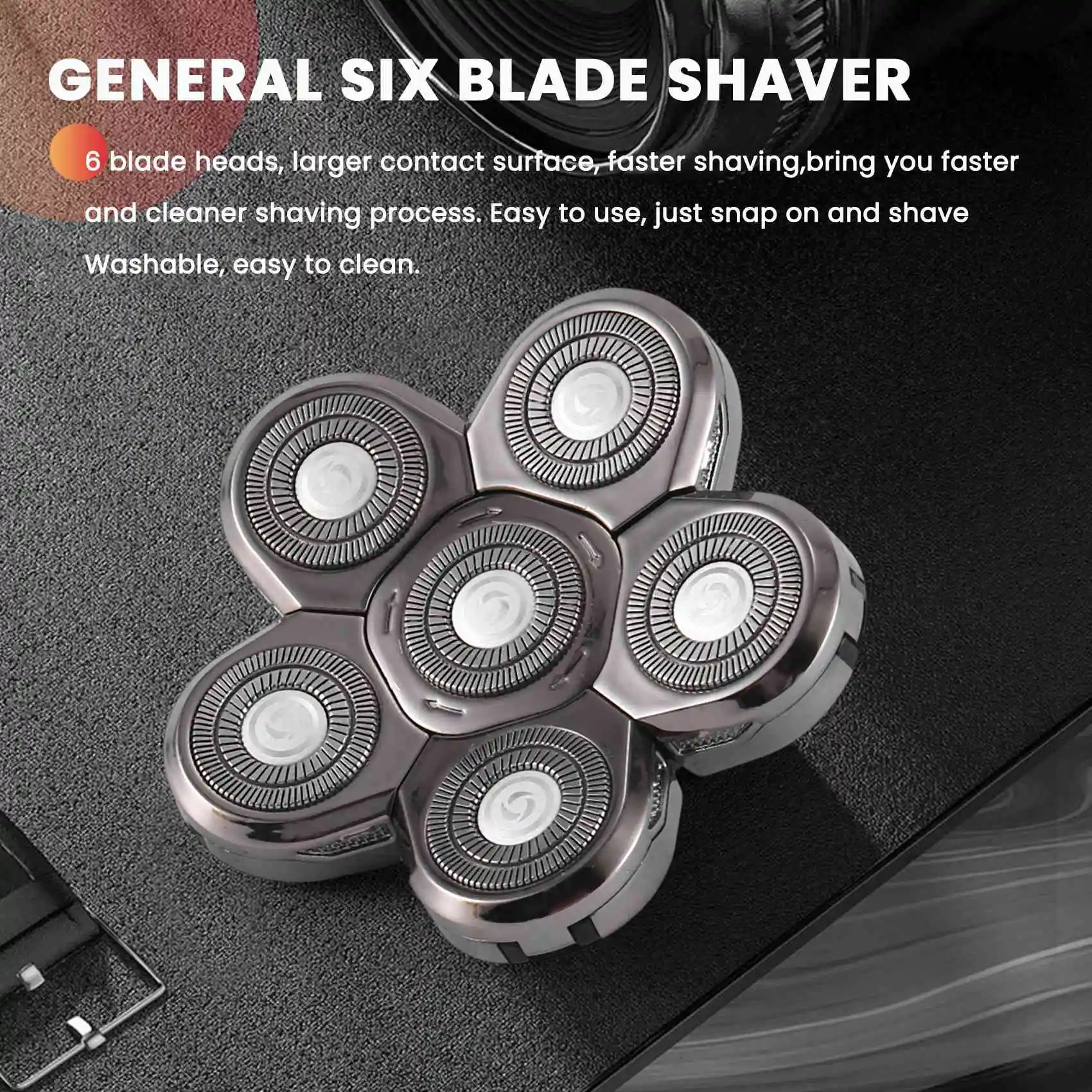 Men's Electric Shaver Heads Electric Razor Blade Replacement Head 6 Blades Head Shaver Replacement Bald As Shown