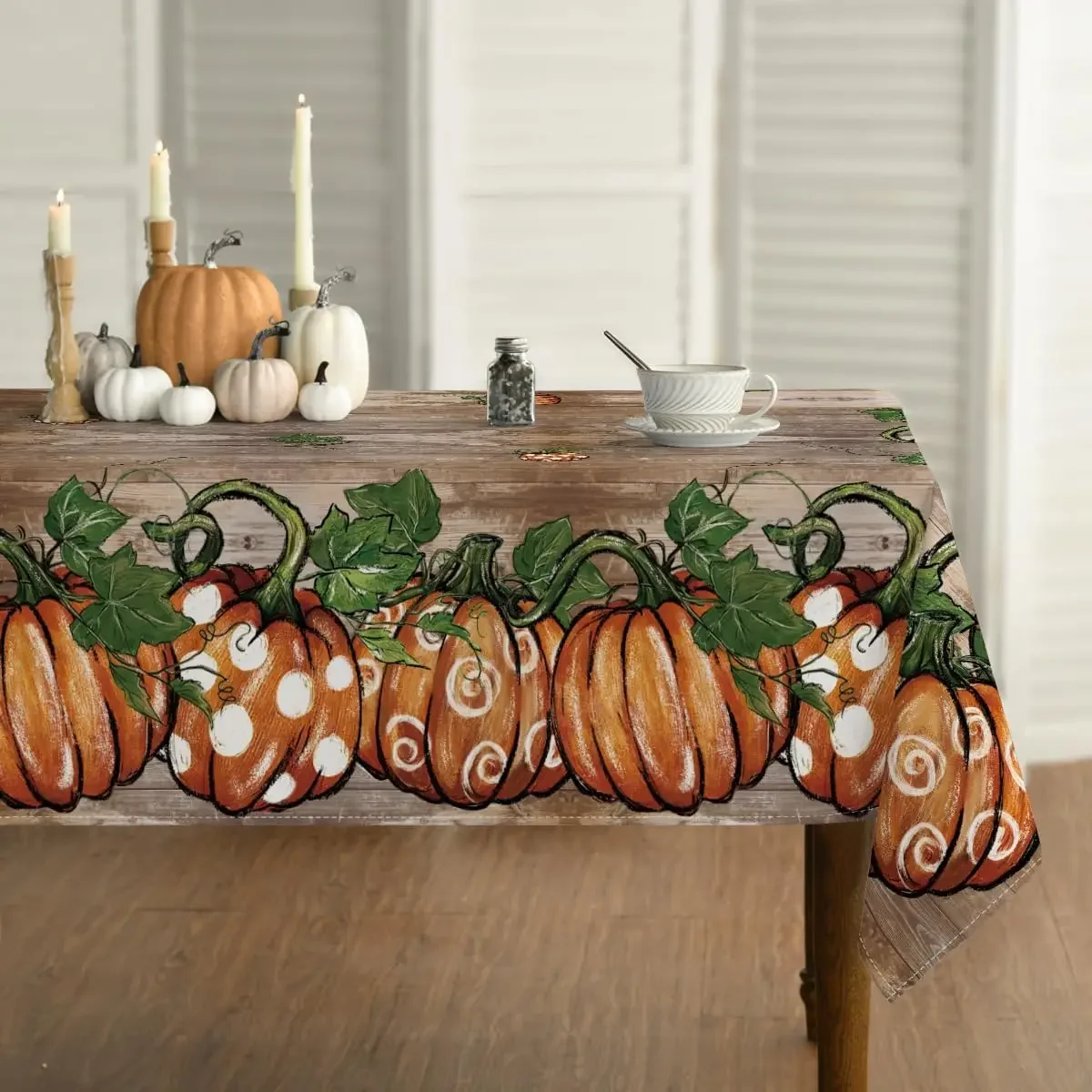 Thanksgiving Autumn Harvest Orange Pumpkin Rectangle Tablecloth Party Decor Waterproof Tablecloth Thanksgiving Decorations