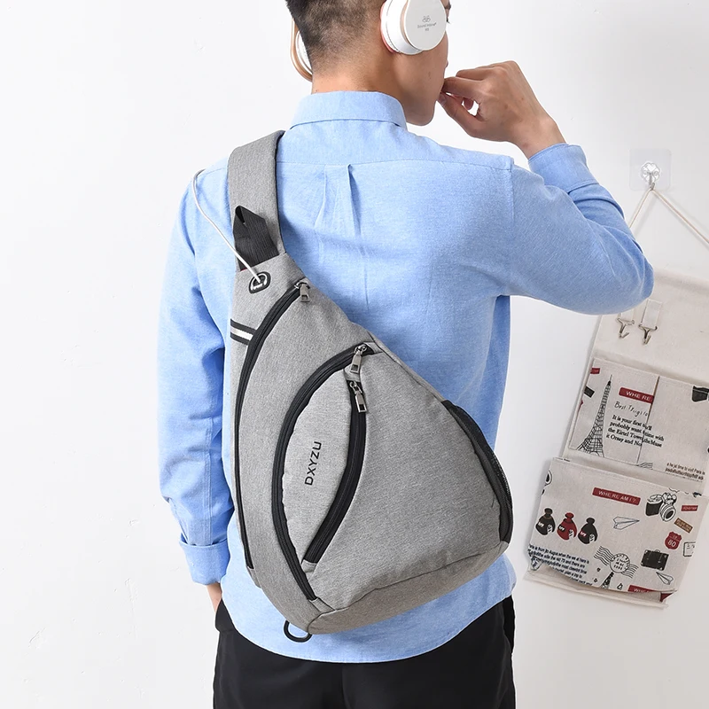 Mochila pequeña tipo bandolera para hombre y mujer, bolso de hombro ligero con una correa, color gris, para senderismo