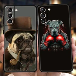 Cute Cartoon Dog Pug French Bulldog Case for Samsung Galaxy S24 S23 S22 S20 S21 FE Ultra S24 S23 S10 S10E S9 S8 Plus Phone Cover