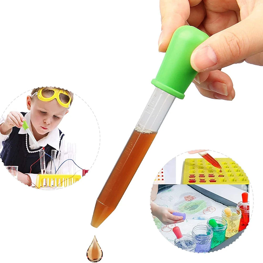 Goteros líquidos de silicona y plástico para niños, gotero con punta de bombilla y cepillo de limpieza para manualidades, 5Ml, 22 paquetes