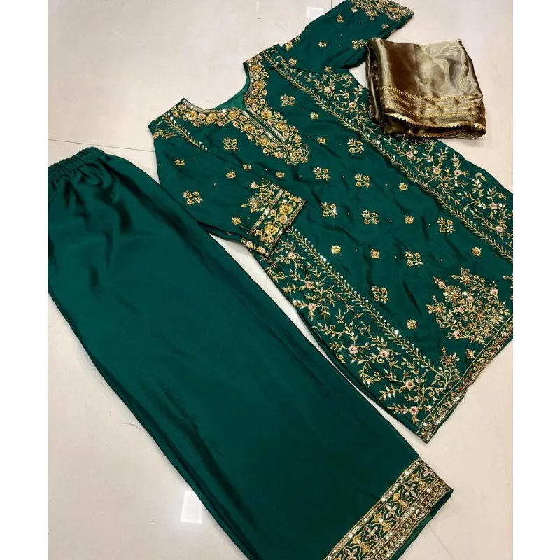 Green Salwar Kameez 파키스탄 원피스 인도 디자이너 웨딩 파티 코스튬