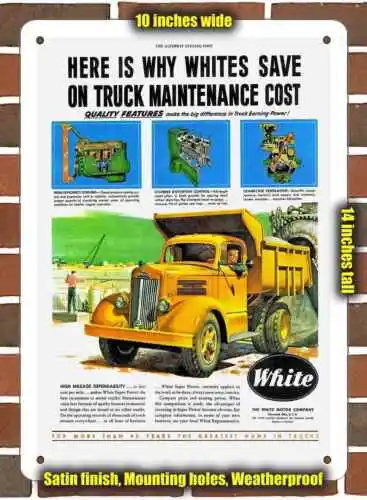 Metal Sign - 1949 White Dump Truck- 10x14 inches