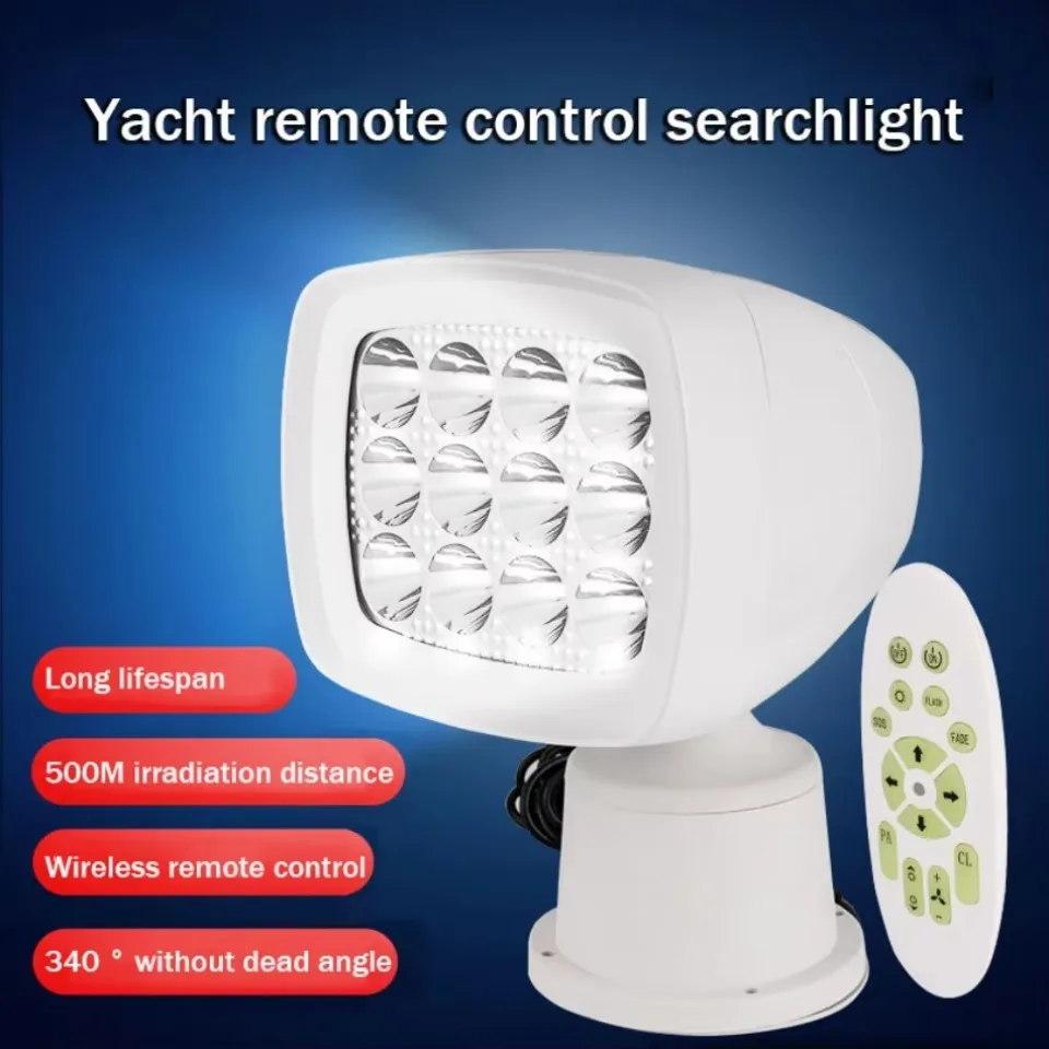 Marine LED Wireless Remote Control Searchlight 340° Rotation Energy Conservation Yachts Boat Speedboats Lighting Super Bright