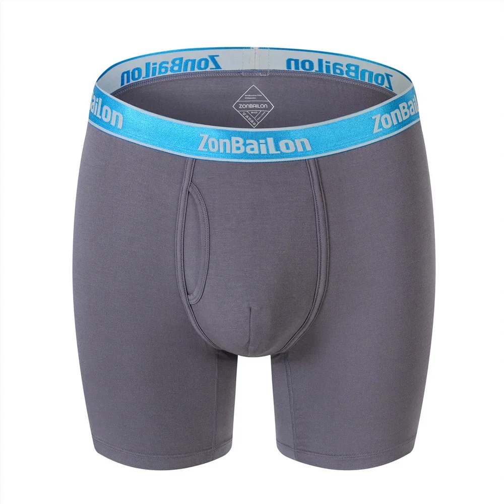 Jinshi Men's Underwear Comfort Sport Anti-wear Leg Bamboo Fiber Open Flying Boxer Briefs