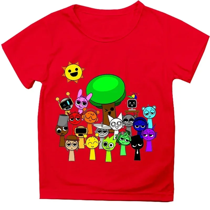 Neu eingetroffen: Sprunki Rhythm Box Kinder-T-Shirt – Grafik-T-Shirt mit vollflächigem Aufdruck, weiches, atmungsaktives Baumwoll-Kurzarmshirt für Kleinkinder – Detail 5