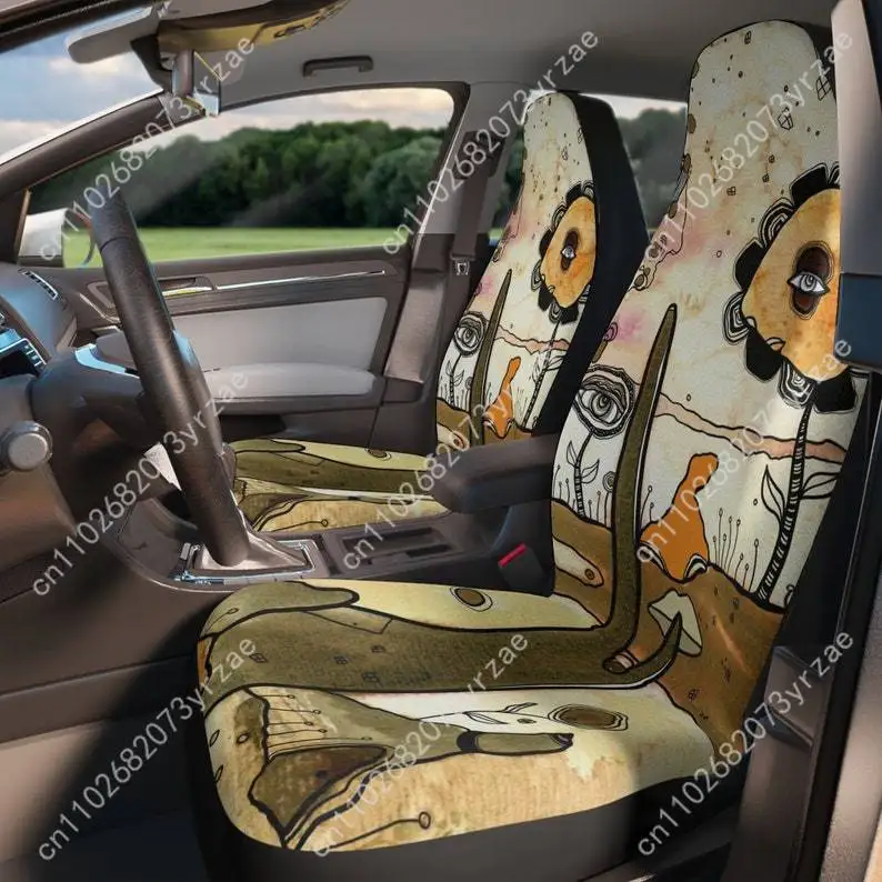 

Fun Car Seat Covers Original Neutral Whimsical Watercolor Art for Car, SUV Vehicle Covers Unique Eclectic Unusual Funky Car Acce