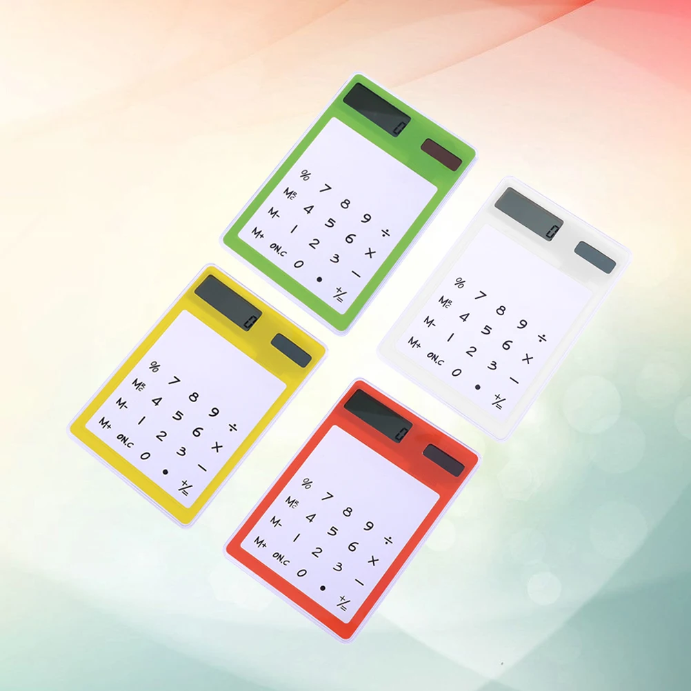 4pcs Touch Calculator Transparent Solar Powered Compact Lightweight For School Home Office Use Mini Desktop Calculator Portable