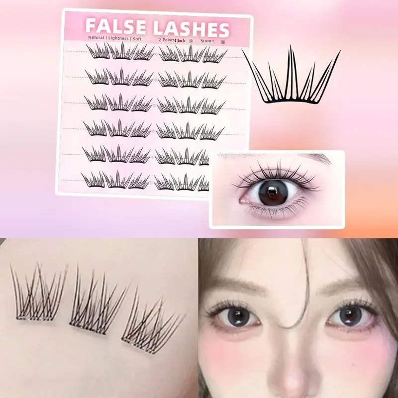 6 Rows Dense Natural False Eyelashes No Glue Needed Segmented Extension Reusable Easy Wear For Daily Makeup