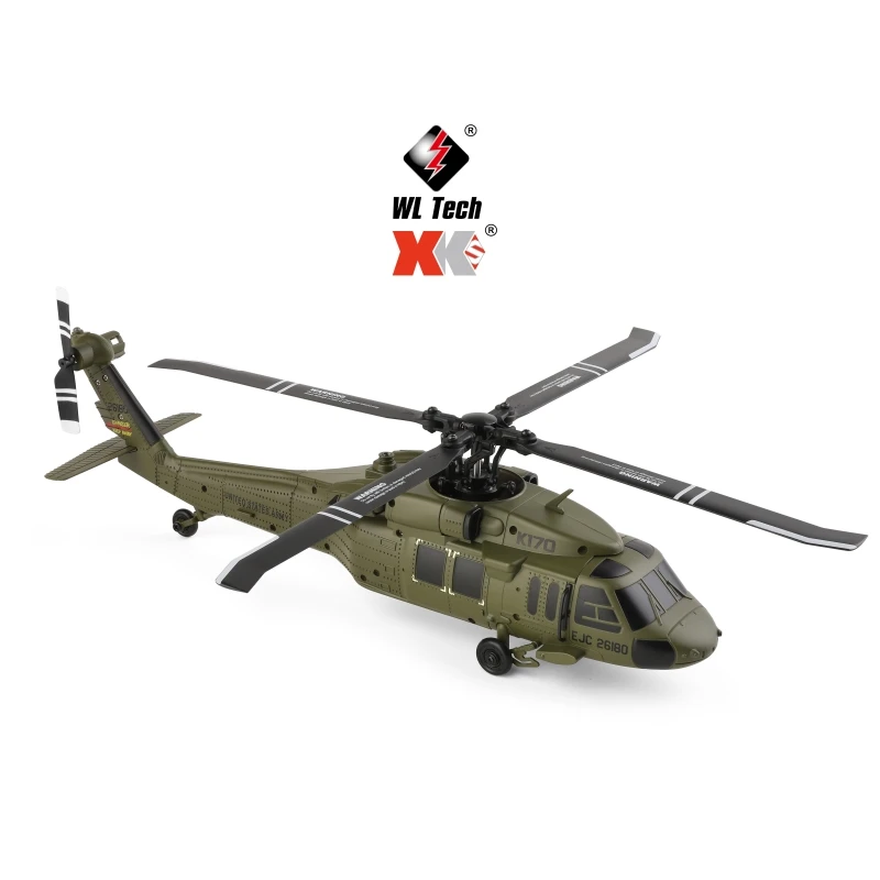 Wltoys K170 helikopter zdalnie sterowany UH-60L 4-kanałowe bezszczotkowe helikoptery z żyroskopem i światłem LED trwały samolot zabawka prezent