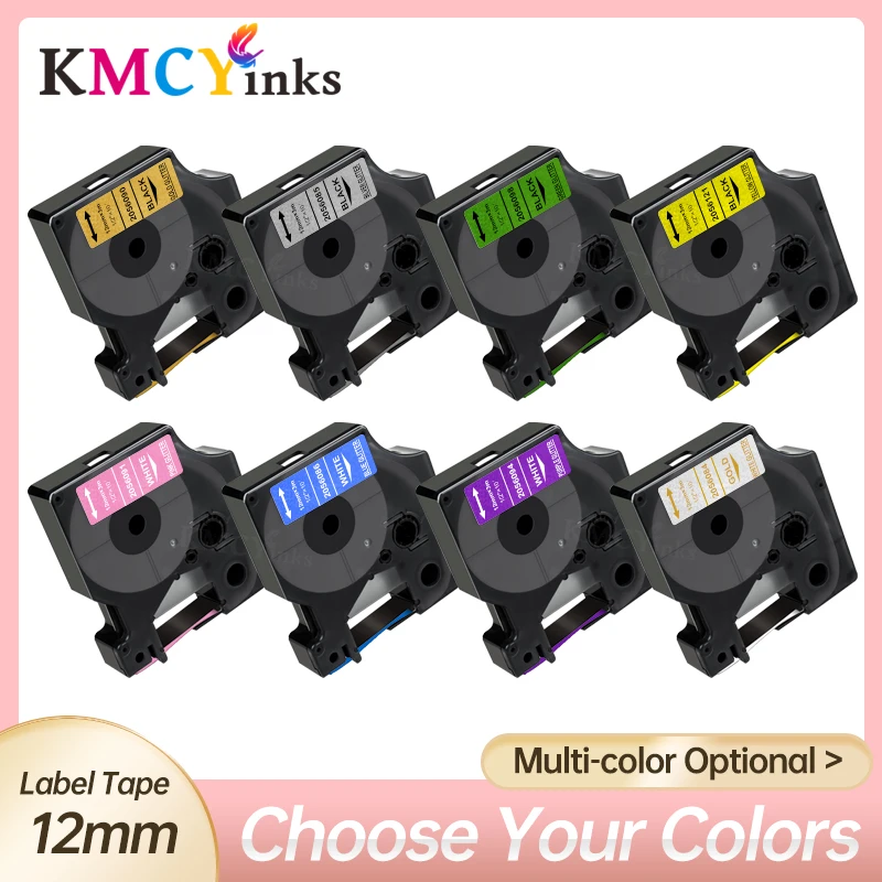 KMCYinks Compatible for Dymo 45013 d1 LM210D LM420P LM360D Label Tapes Black on White 12mm*7m Label Maker Letter Printer Ribbon