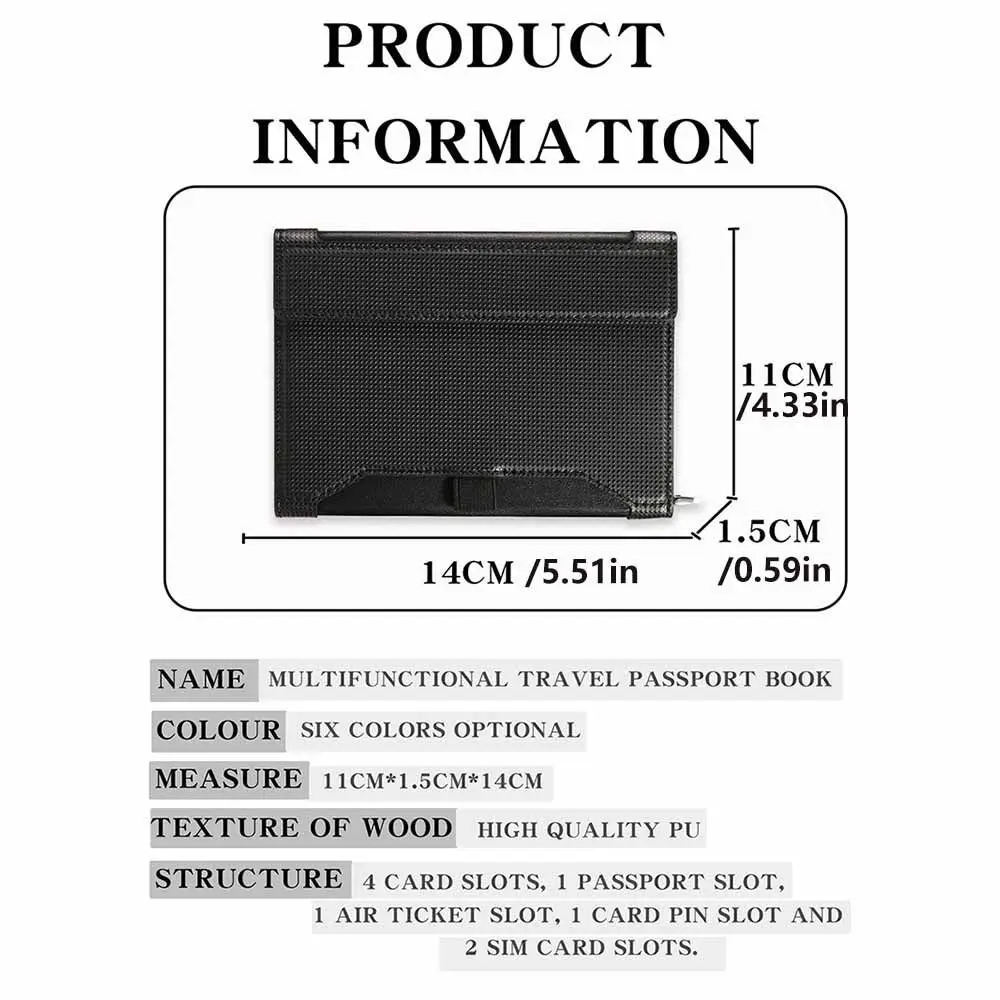 حامل جواز السفر بلون واحد، مشبك فتحة تذكرة، تصميم حامل الائتمان، محافظ جواز السفر الجلدية RFID، ملحقات الحماية #3