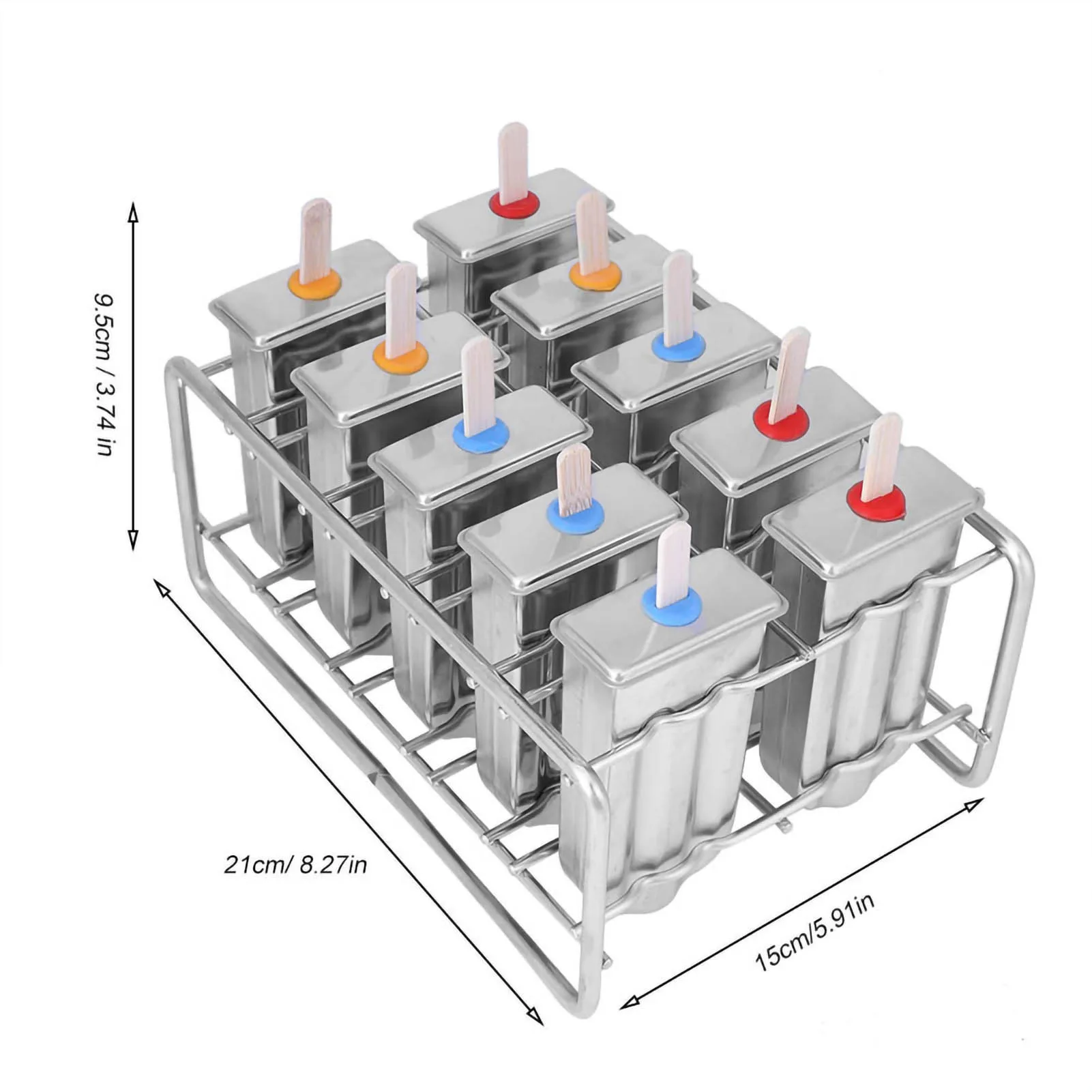 10 Molds Stainless Steel Ice Cream  Mould Lolly Popsicle Stick Holder Stainless Steel Ice Cream Mould Popsicle Mold