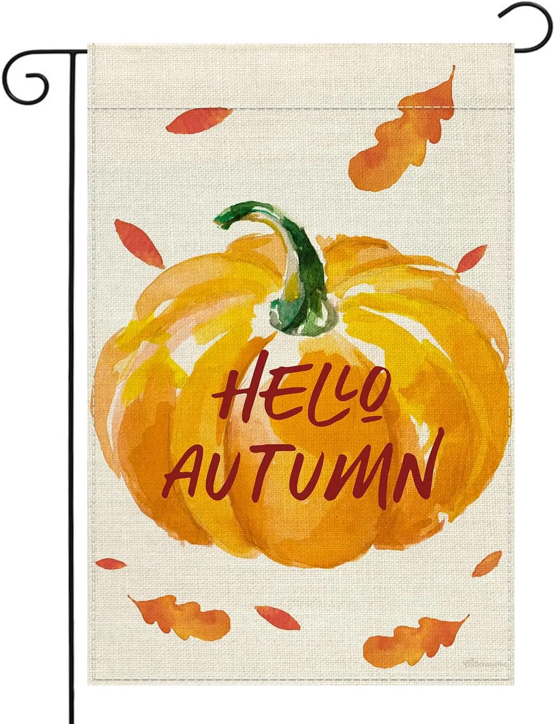 Pumpkin Fall Garden Flag 12x18 Double Sided Hello Autumn Thanksgiving Burlap Outside Outdoor House Yard Decoration (Pumpkin)