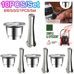 1-10PCS Reusable Coffee Capsule For Nespresso Stainless Steel Espresso Cups Refillable Coffee Capsule With Tamper Coffeeware