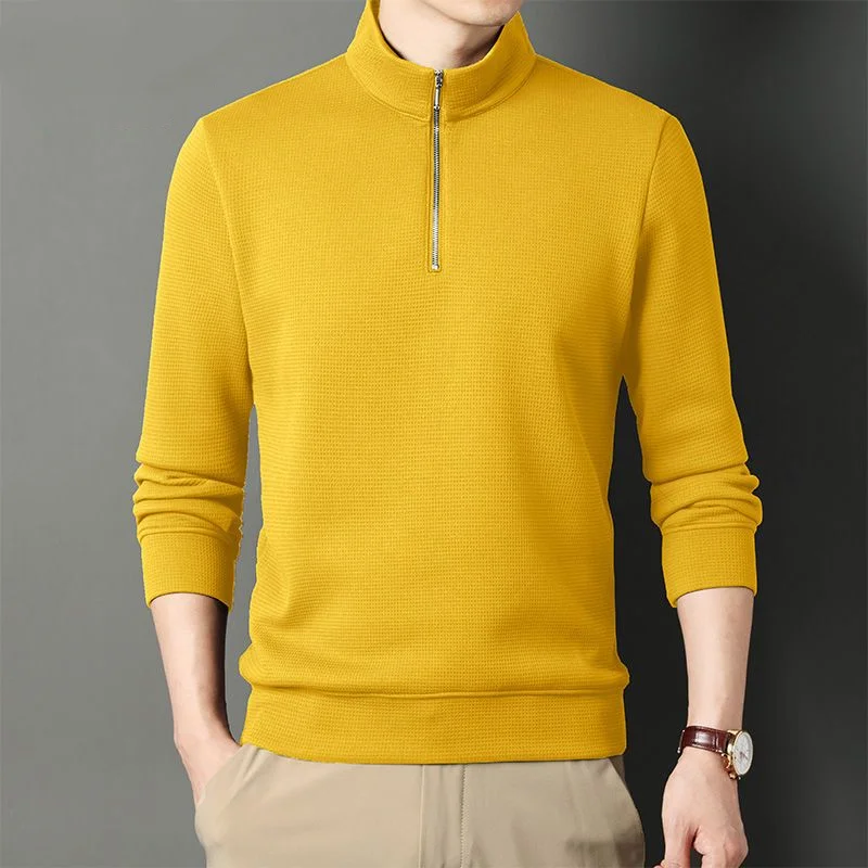 Spring Autumn New Thin Zipper Patchwork Men's Pullovers Long Sleeve Solid Color Polo Shirts Tops Casual Fashion Men Clothing