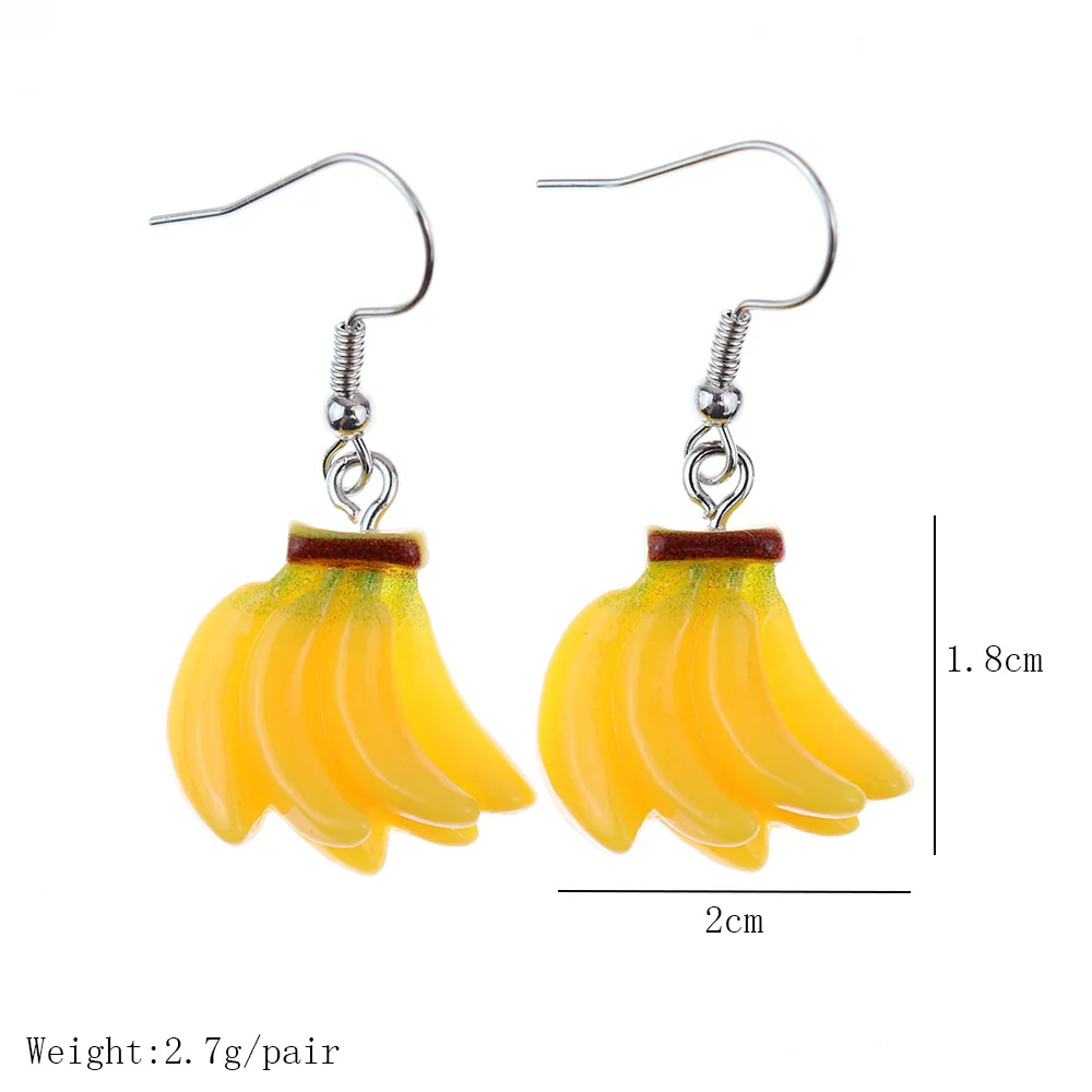 Ovxxons 1 Pair Fun Creative Cute Food Play Simulation Mini Banana Earrings Personality Childlike Fun Girl Heart Earrings