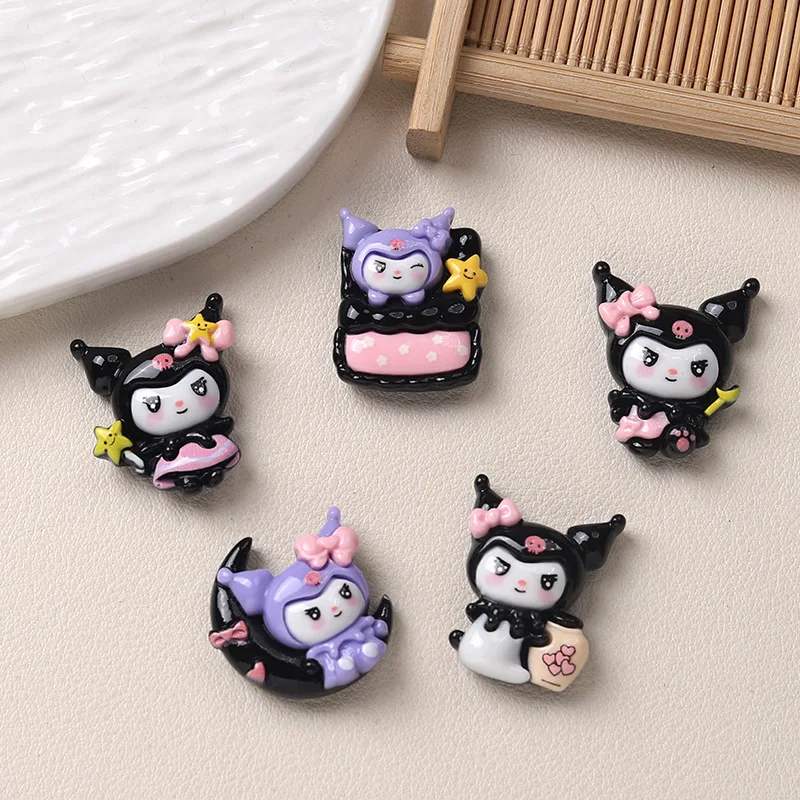 10Pcs New Mini Kawaii Cartoon Good night animal  Series Flat Bottom Scrapbook  DIY Jewelry Making Hairwear Accessorie A32