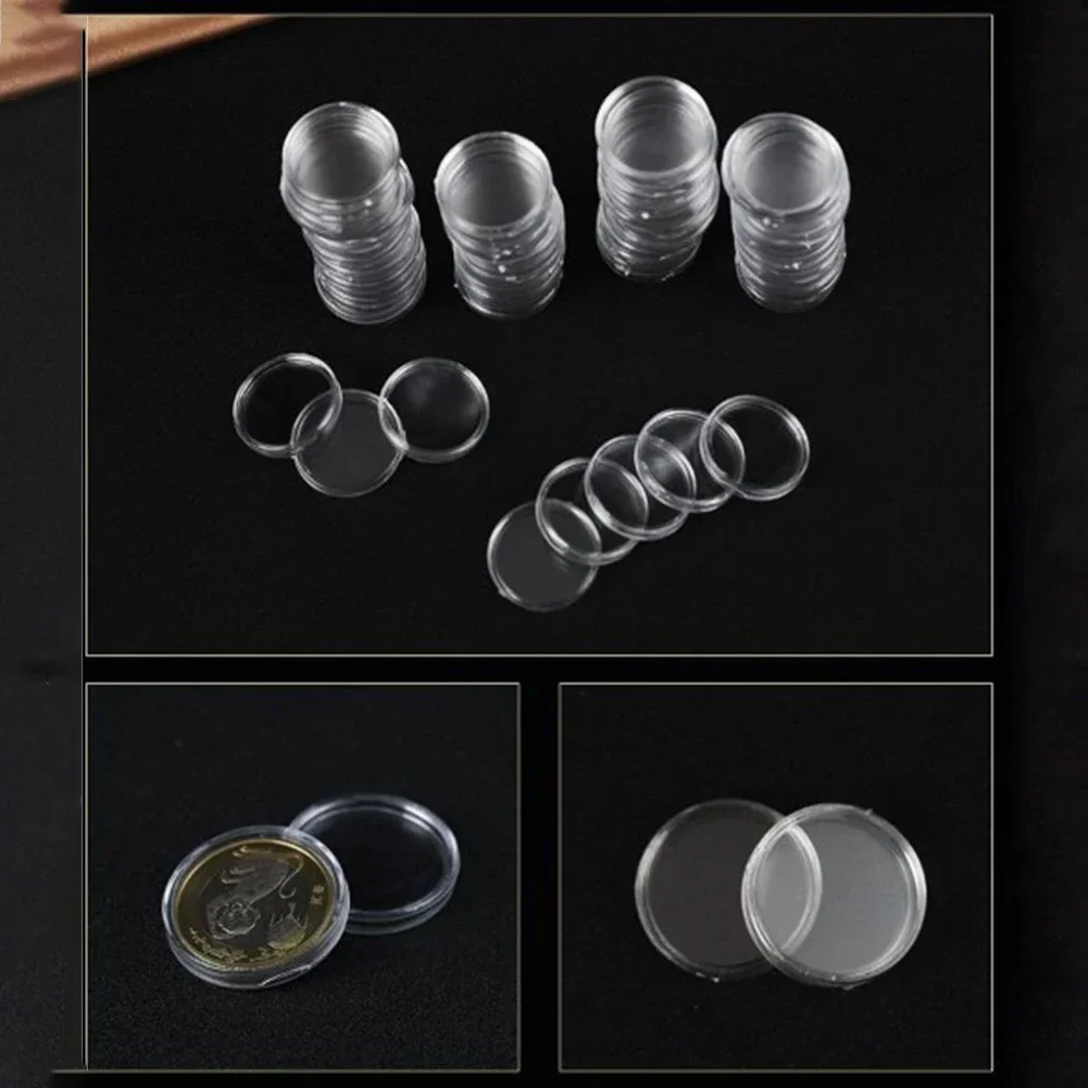 100pcs/Lot 16mm Clear Transparent Plastic Coin Holder display Capsules Collection Cases Round Ring Protection Boxs Container