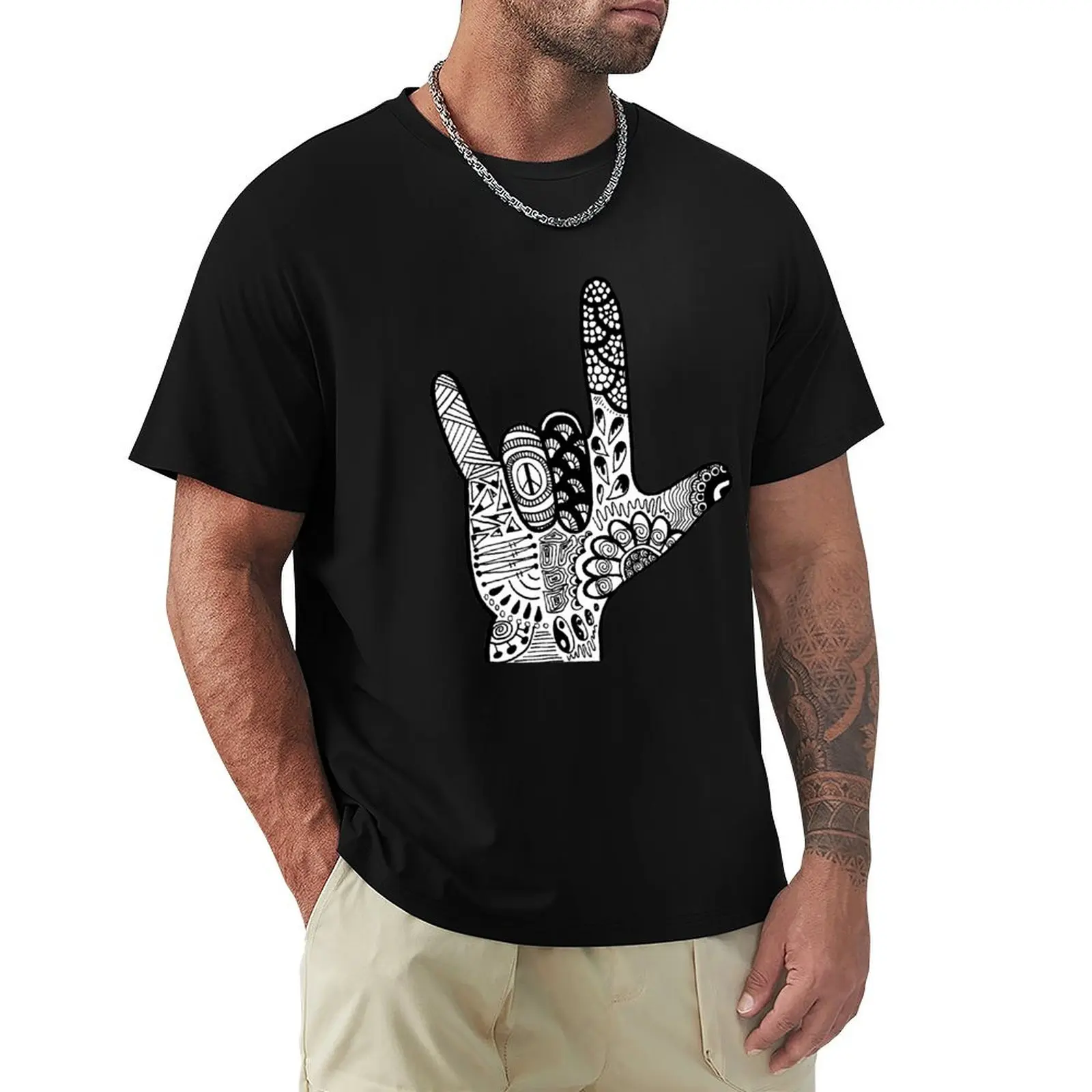 ASL Love Sign Language Hand T-Shirt graphic tee shirt new edition vintage t shirts shirts graphic tees t shirt for men