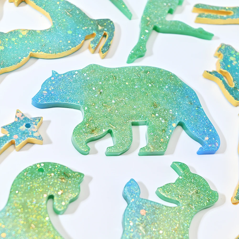 S0159 Elk Polar Bear Lamb Horse Resin Pendants Ornaments Mould Animals Keychain Jewelry Making Moule En Silicone Pour Resine view 6