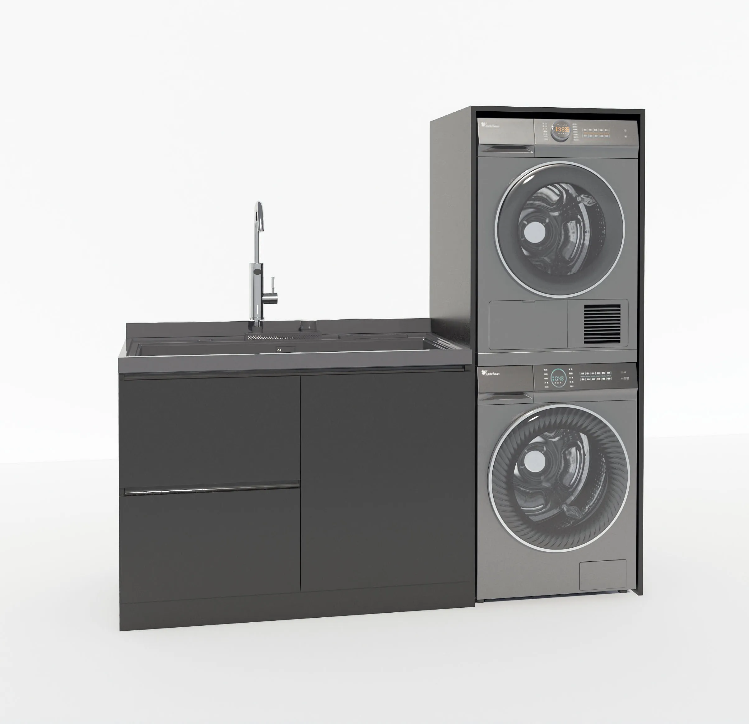 Washing Machine CabinetCustomized Eco-Friendly Modern Aluminum Laundry Cabinet Marble Finish Water-Resistant Waterproof Features